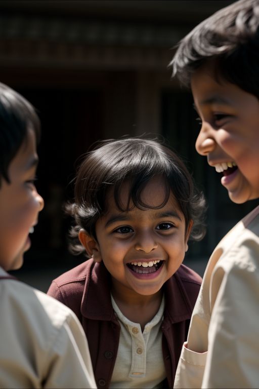 Children laughing near hospital