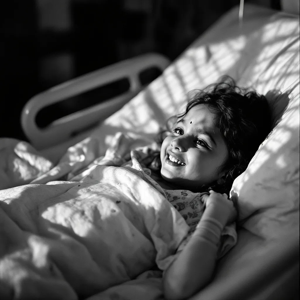little girl in hospital bed